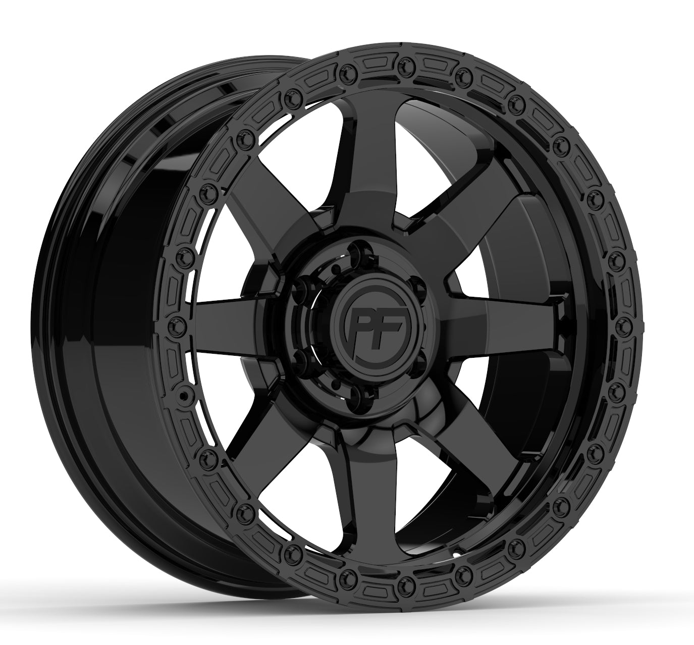 P38 Simulated Beadlock Gloss Black 5/6 Lug 20x10