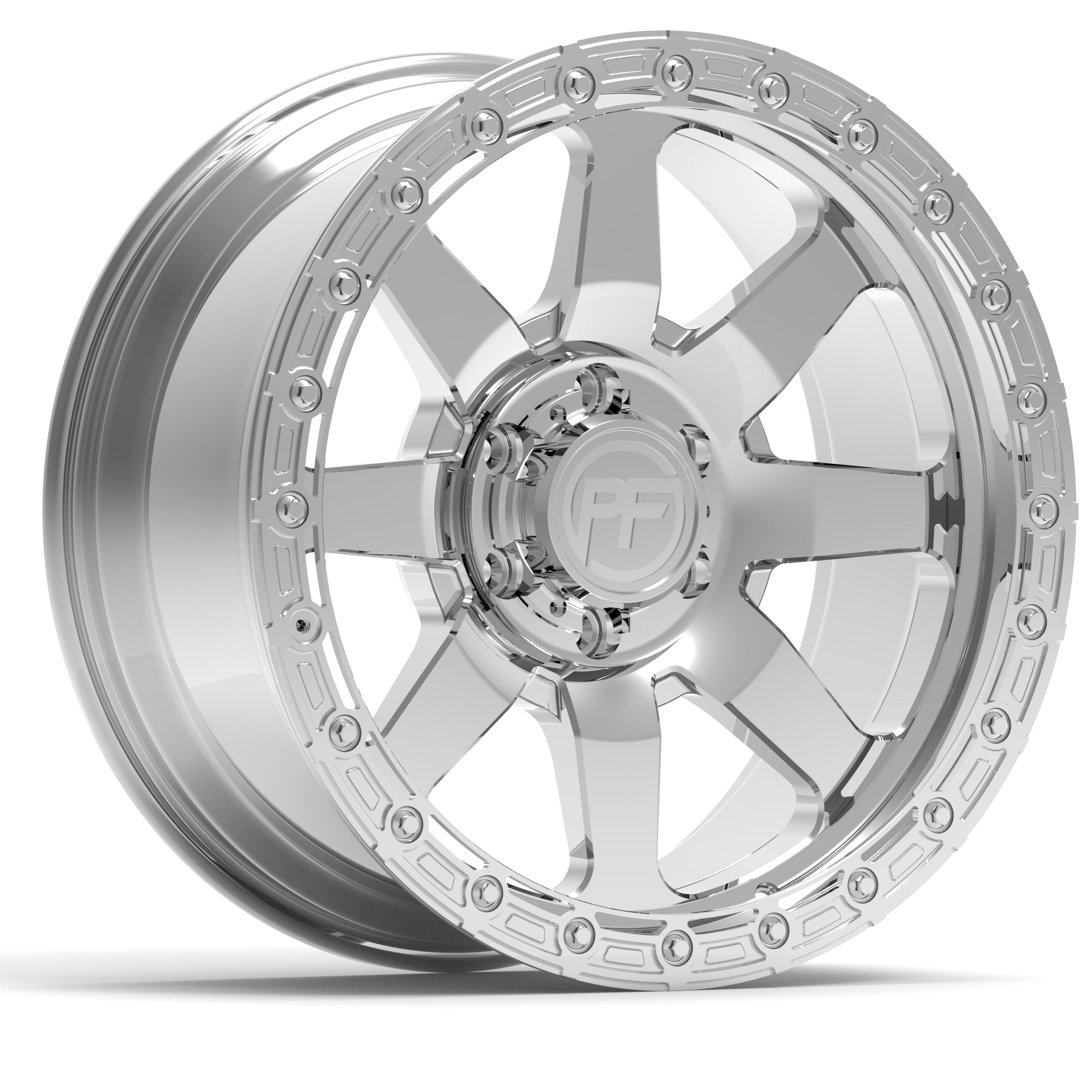 P38 Simulated Beadlock Polished 5/6 Lug 20x9 – Parallel Forged